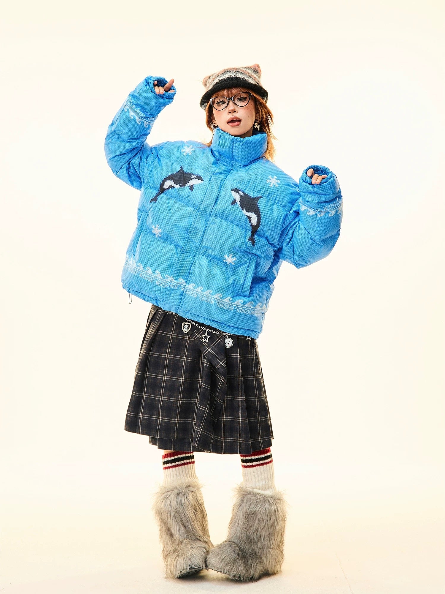 'Dolphin' Y2k Retro Pixel Style Oversized Puffer Jacket AlielNosirrah