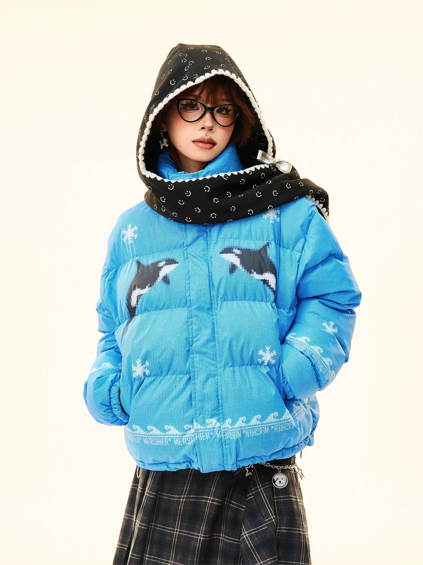 'Dolphin' Y2k Retro Pixel Style Oversized Puffer Jacket AlielNosirrah