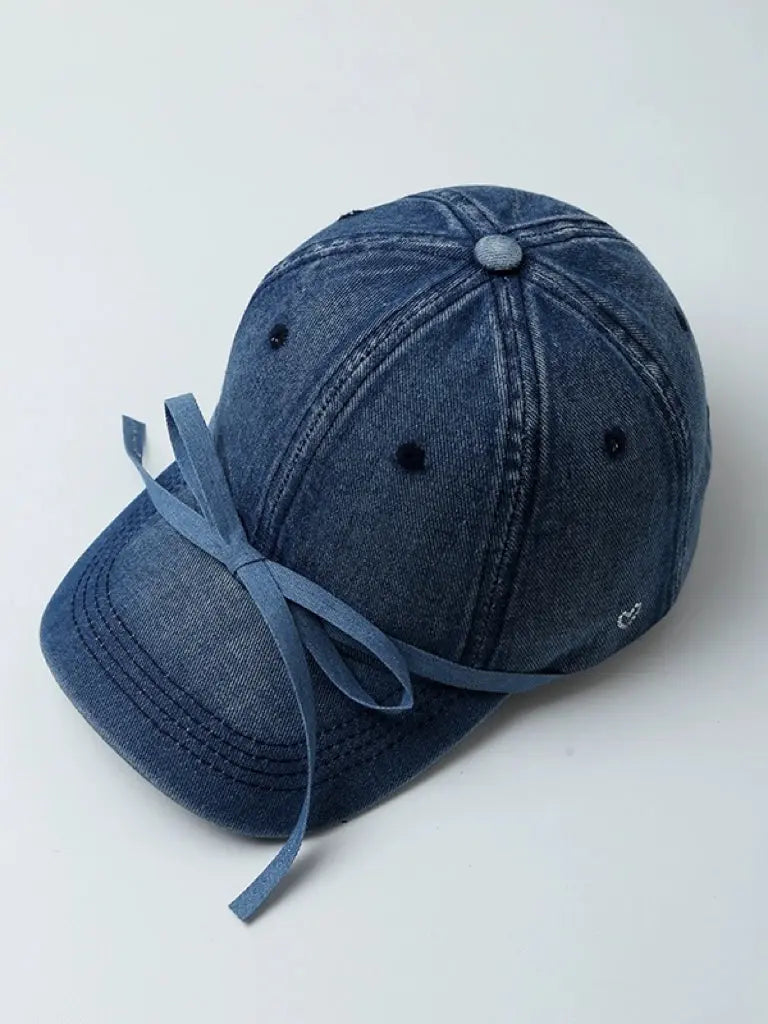 'ETA' Y2k Denim Ribbon Sun Block Baseball Cap AlielNosirrah