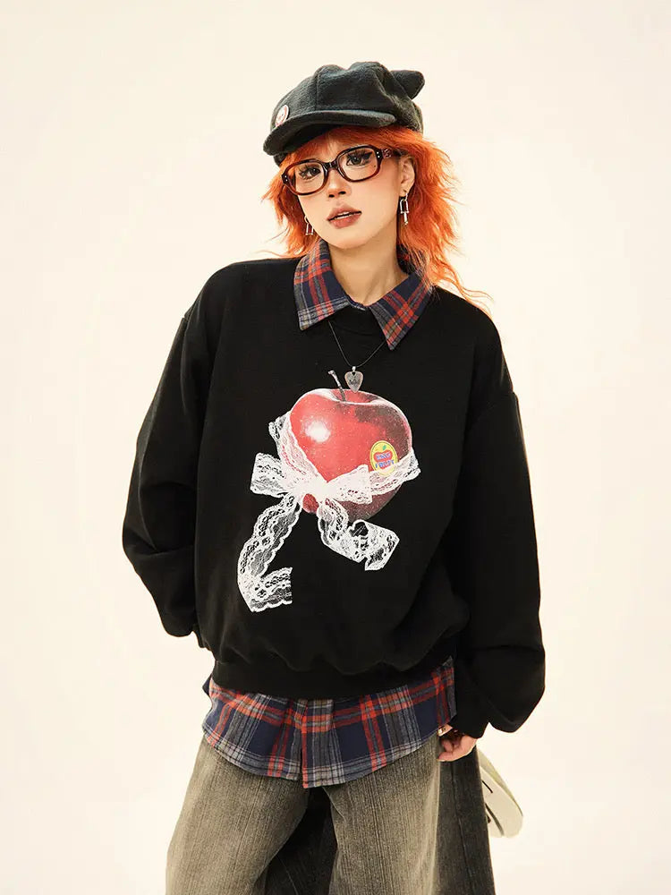 'Emi Period' Acubi Oversized Ribbon Apple Sweatshirt AlielNosirrah