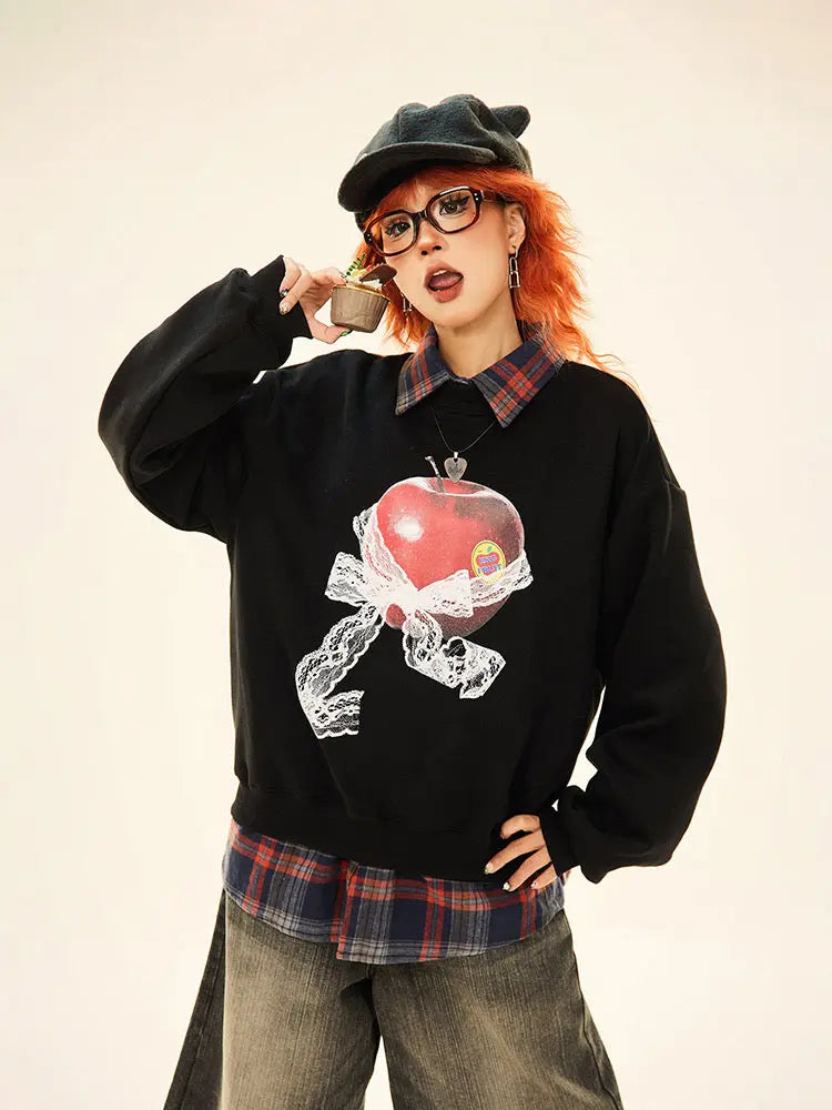 'Emi Period' Acubi Oversized Ribbon Apple Sweatshirt AlielNosirrah