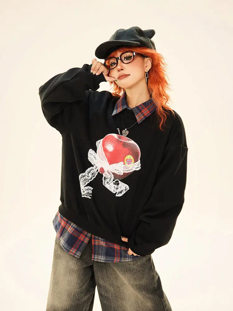 'Emi Period' Acubi Oversized Ribbon Apple Sweatshirt AlielNosirrah