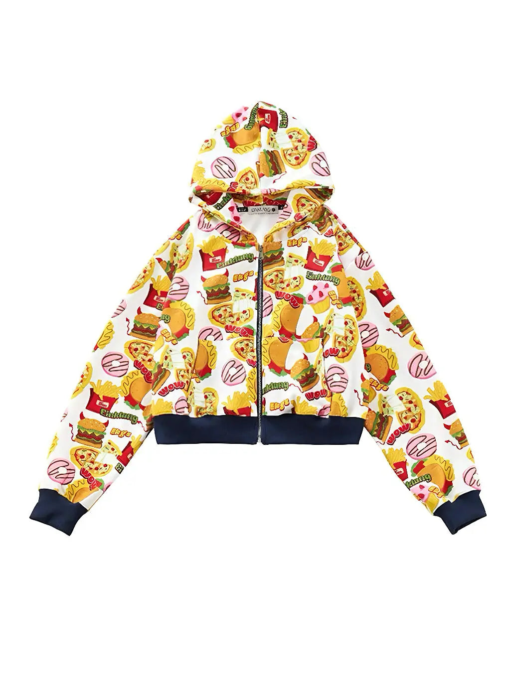 'Fast Food' Kawaii Pastel Burger Prints Crop Hoodie Jacket AlielNosirrah