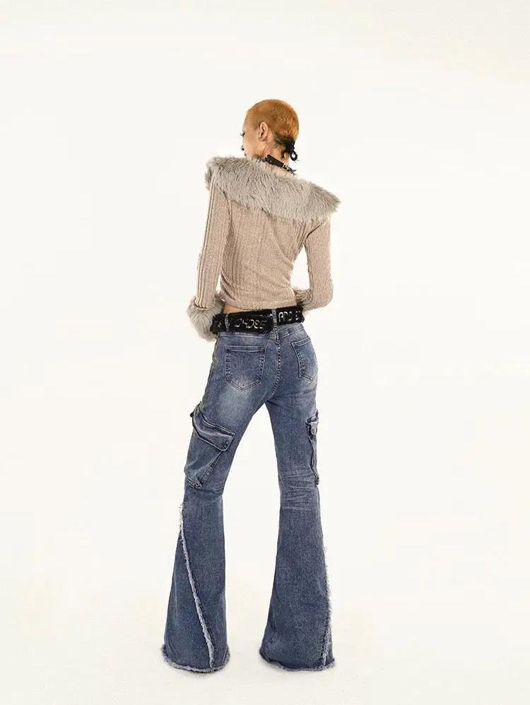 'Frosty' Grey Snow Core Fur Collar Knitted Shirts AlielNosirrah