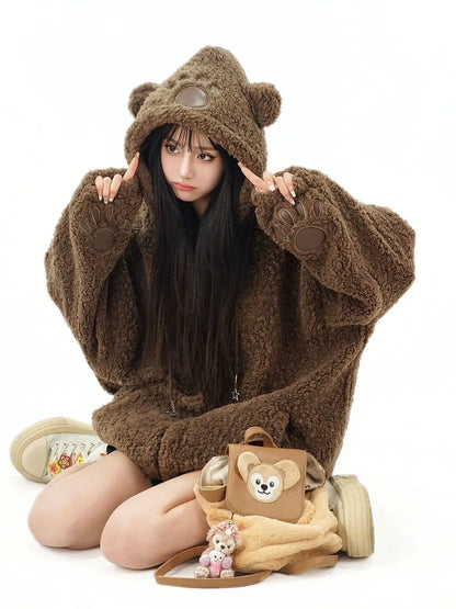 'Ginger Bear' Kawaii Streetstyle Fleeced Hoodie AlielNosirrah