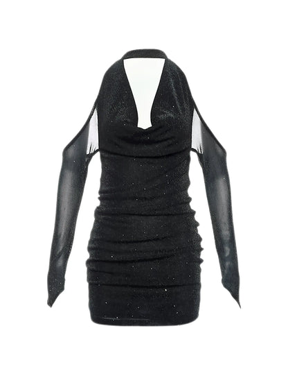 'Glow Night' Holiday Party Glittering V Neck Sheath Dress AlielNosirrah