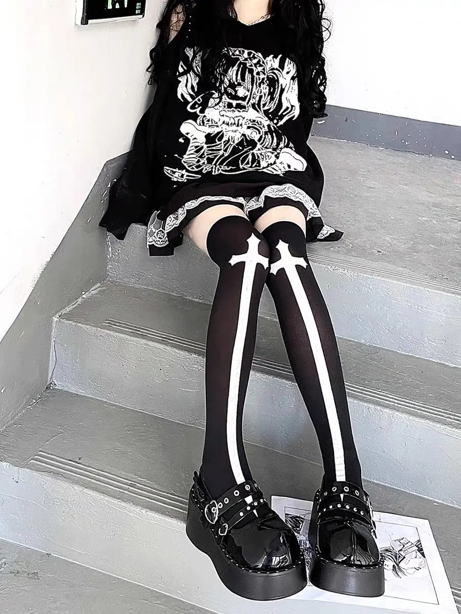 'Gospel' Goth Cross Alt Leg Tights AlielNosirrah