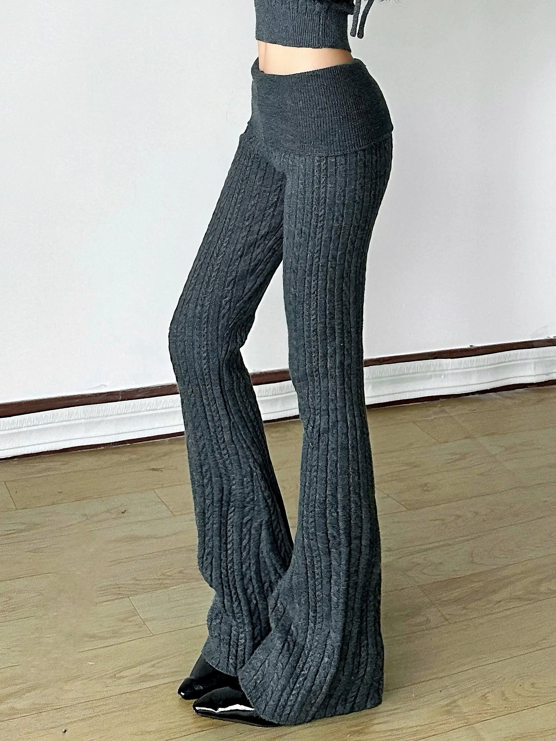 'Gray' Acubi Style Knitted Bell Bottom Pants AlielNosirrah