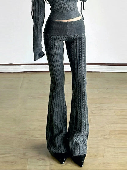 'Gray' Acubi Style Knitted Bell Bottom Pants AlielNosirrah