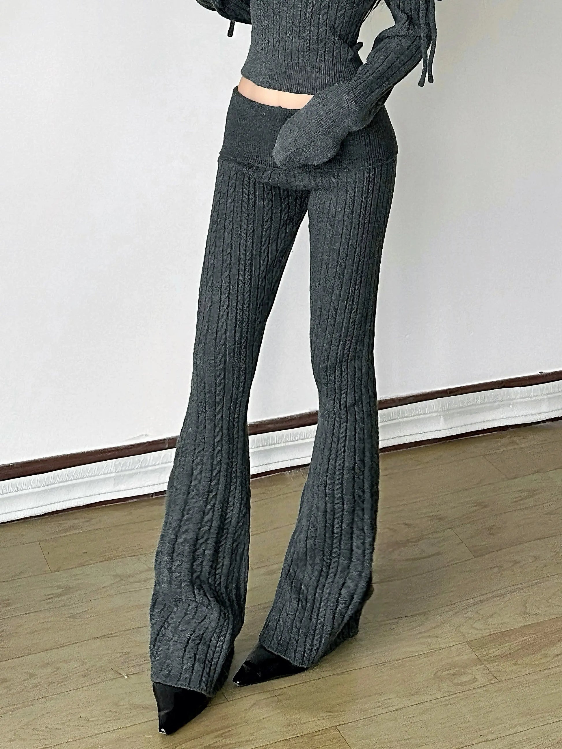 'Gray' Acubi Style Knitted Bell Bottom Pants AlielNosirrah