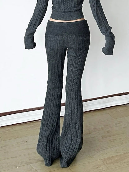 'Gray' Acubi Style Knitted Bell Bottom Pants AlielNosirrah