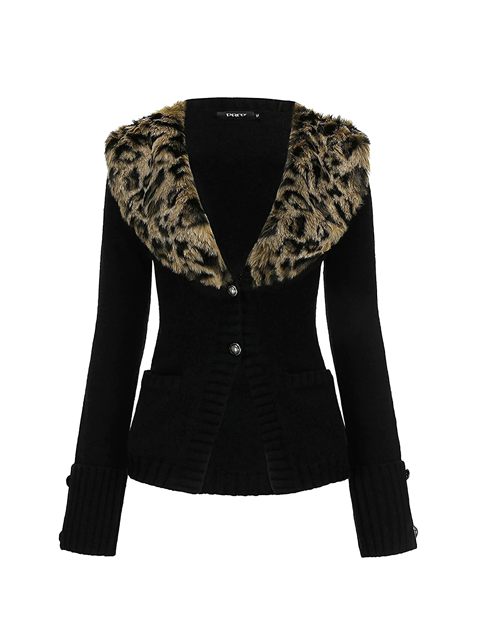 'Haunting'Y2k Lapel Collar Cheetah Snatched Knitted Top AlielNosirrah