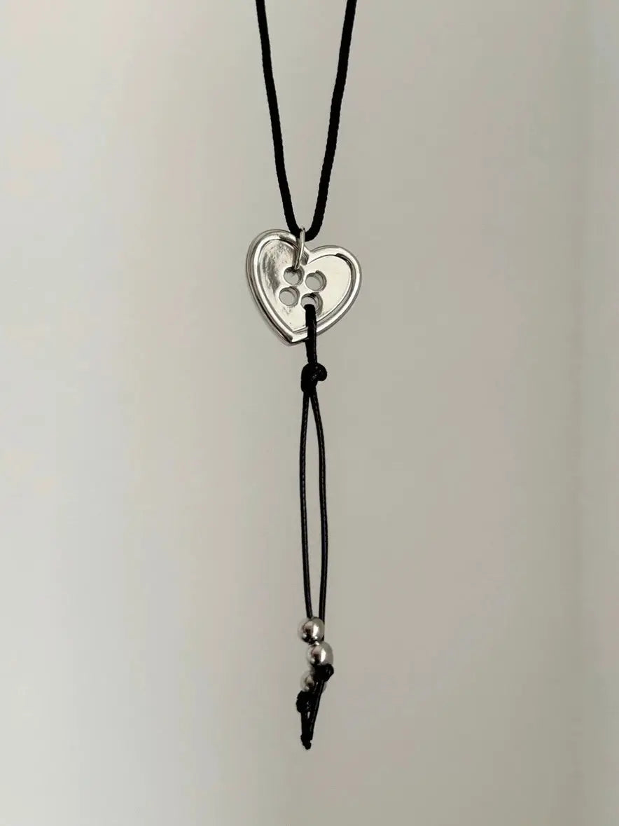 'Have My Heart' Dark Rope Heart Button Necklace AlielNosirrah