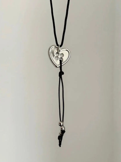 'Have My Heart' Dark Rope Heart Button Necklace AlielNosirrah