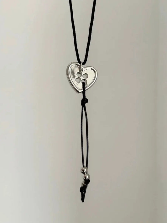 'Have My Heart' Dark Rope Heart Button Necklace AlielNosirrah