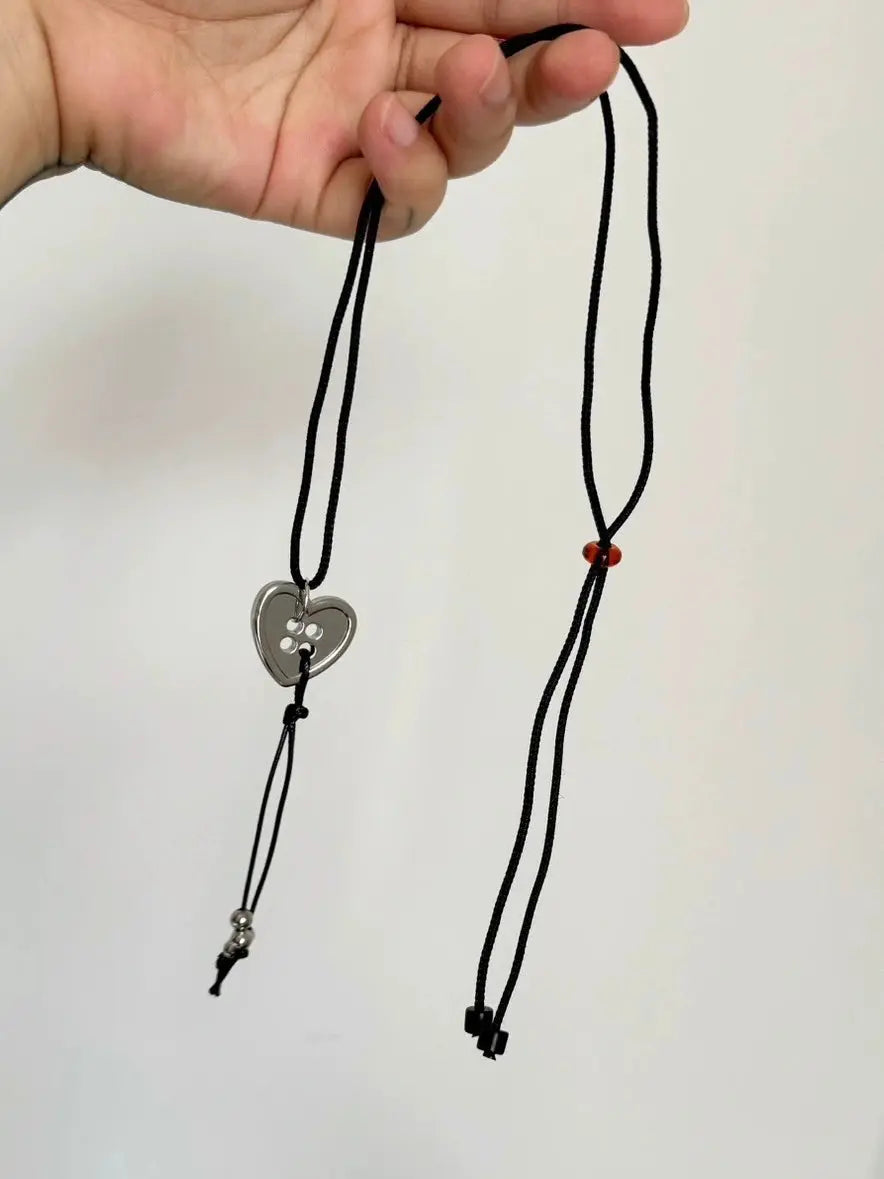 'Have My Heart' Dark Rope Heart Button Necklace AlielNosirrah