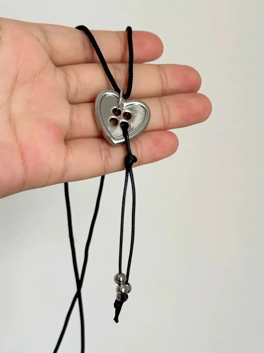 'Have My Heart' Dark Rope Heart Button Necklace AlielNosirrah