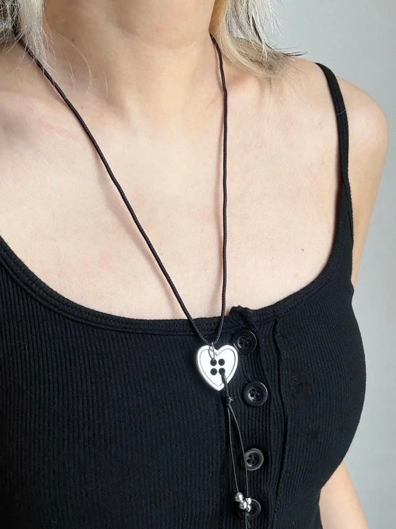 'Have My Heart' Dark Rope Heart Button Necklace AlielNosirrah