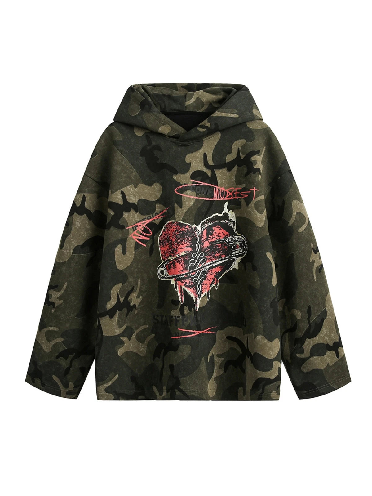 'Heart Lock' Streetstyle Camouflage Oversized Hoodie AlielNosirrah