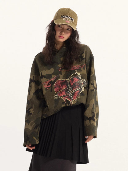 'Heart Lock' Streetstyle Camouflage Oversized Hoodie AlielNosirrah