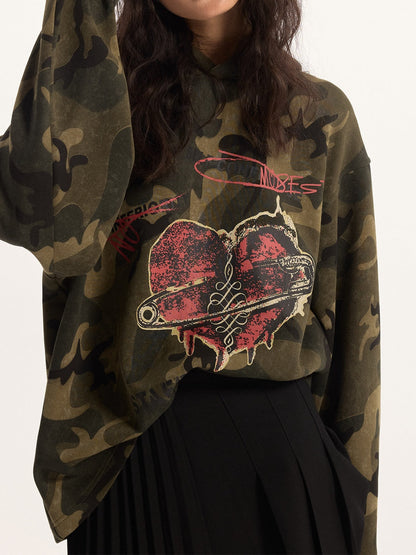 'Heart Lock' Streetstyle Camouflage Oversized Hoodie AlielNosirrah