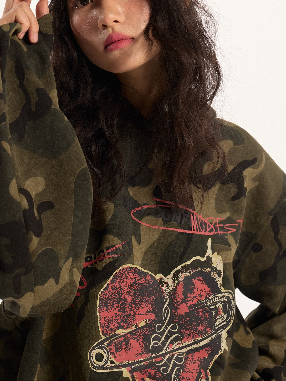 'Heart Lock' Streetstyle Camouflage Oversized Hoodie AlielNosirrah