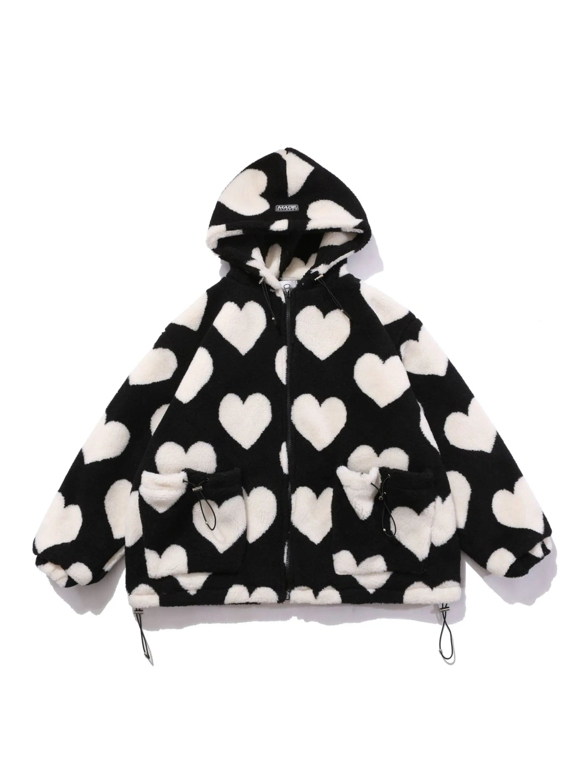 'Heart' Kawaii Holiday Fluffy Winter Love Print Hoodie Jacket AlielNosirrah