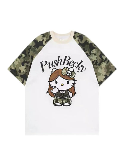 'Hot Kitty' Camouflage Kitty Prints Streetstyle T-shirts AlielNosirrah