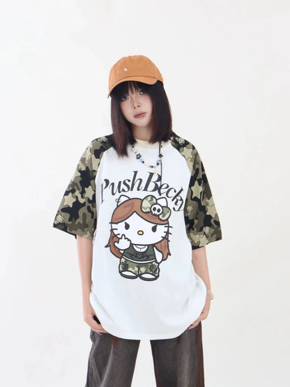 'Hot Kitty' Camouflage Kitty Prints Streetstyle T-shirts AlielNosirrah