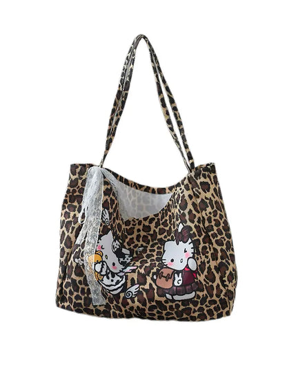 'Hottie Kitty' Y2k Cheetah Prints Big Capacity Tote Bag AlielNosirrah