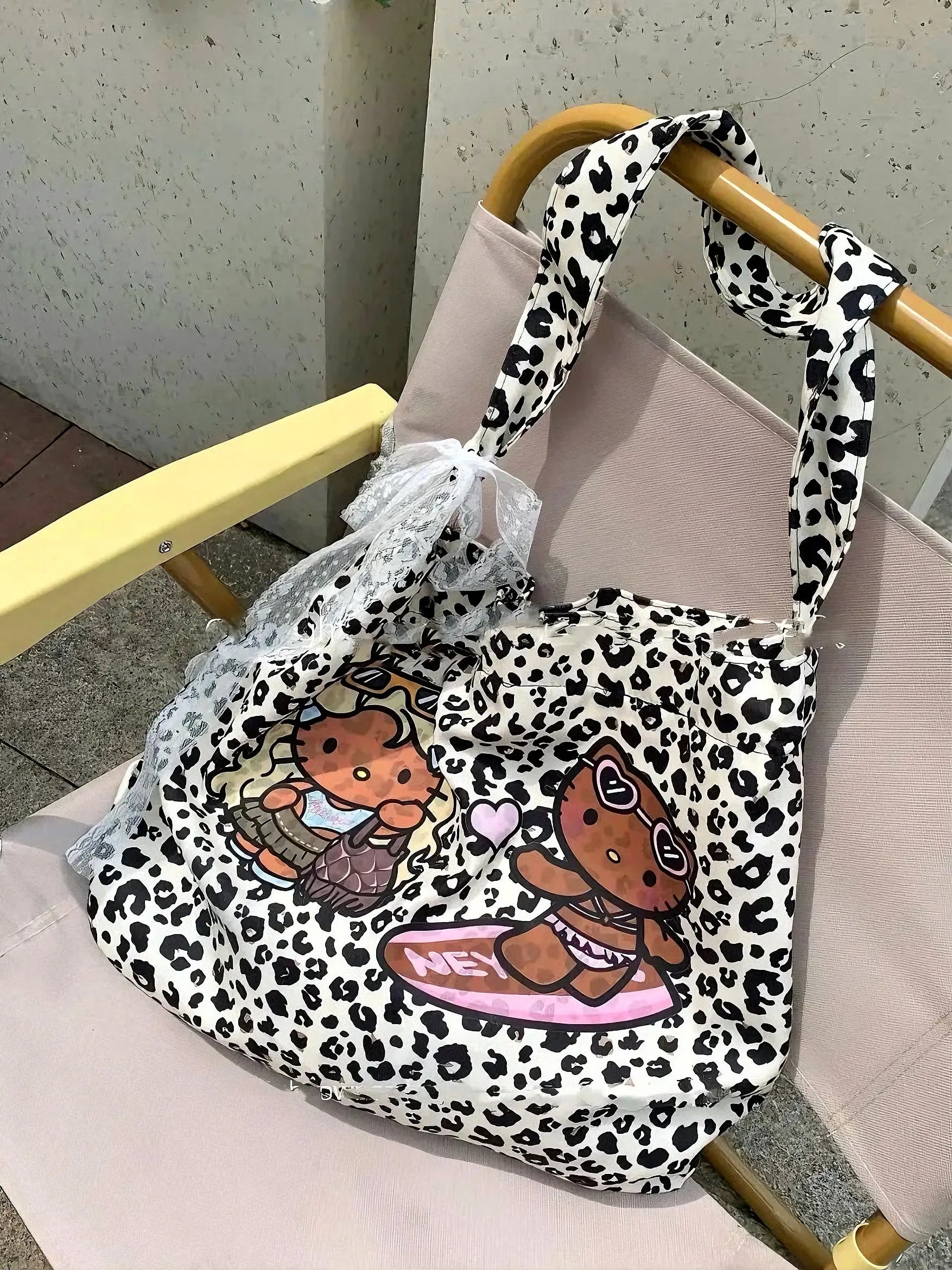 'Hottie Kitty' Y2k Cheetah Prints Big Capacity Tote Bag AlielNosirrah