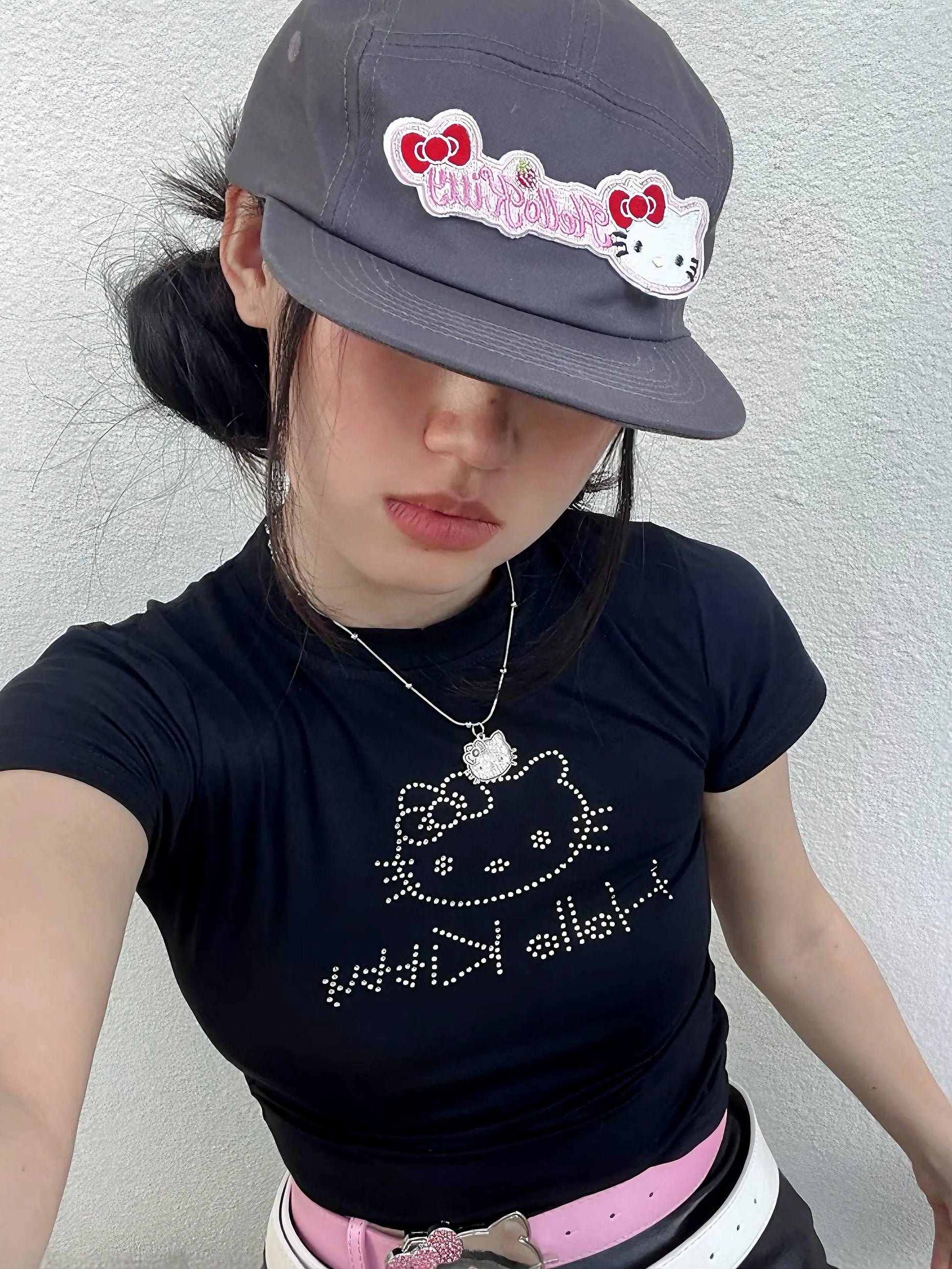 'Kitty Gurl' Y2k Kawaii Red Bowtie Hat AlielNosirrah