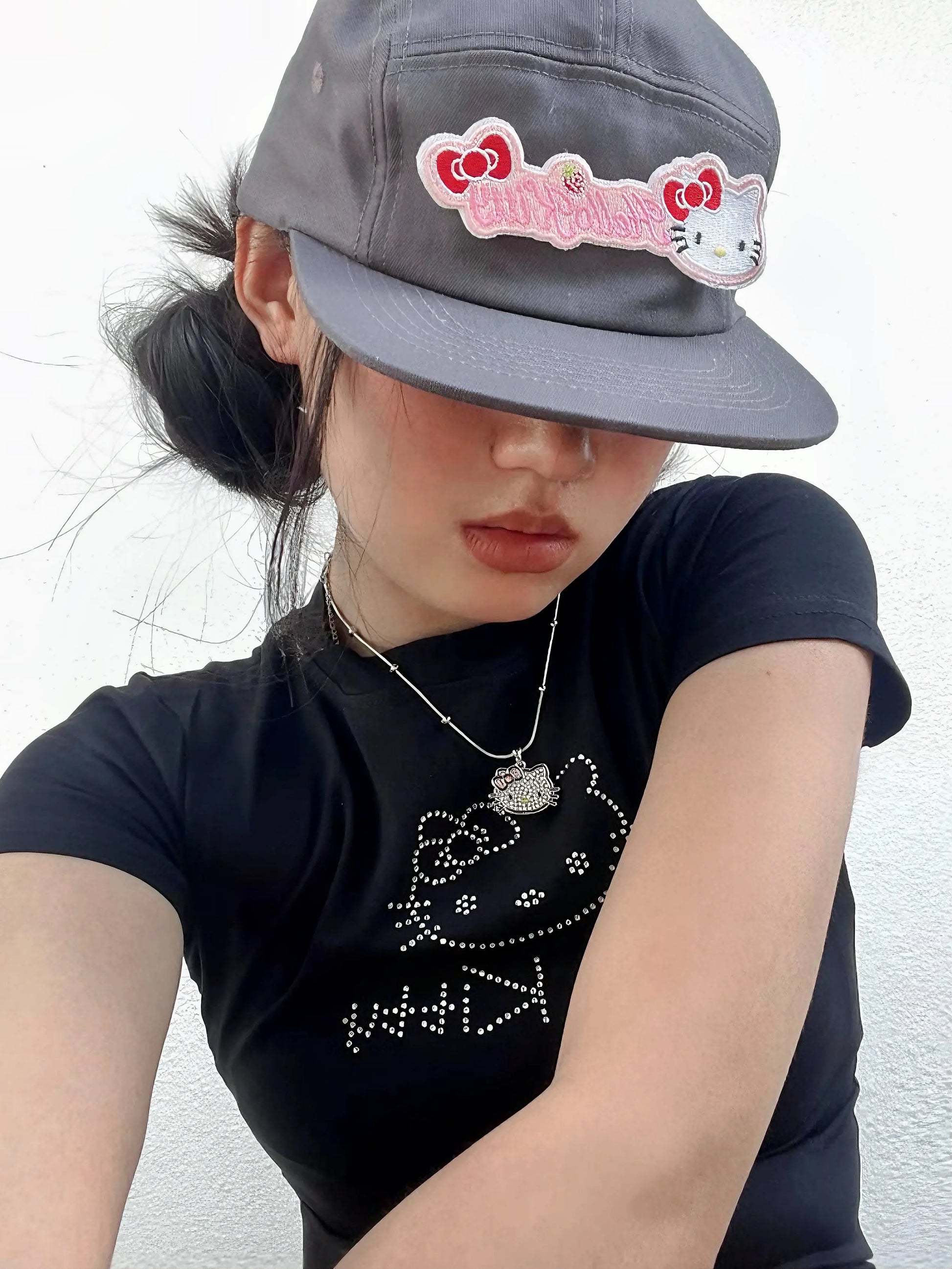 'Kitty Gurl' Y2k Kawaii Red Bowtie Hat AlielNosirrah