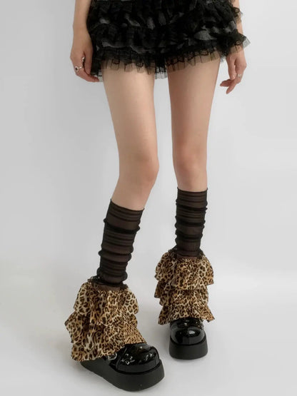 'Layered Cake' y2k Shibuya Cheetah Print Leg Warmer AlielNosirrah