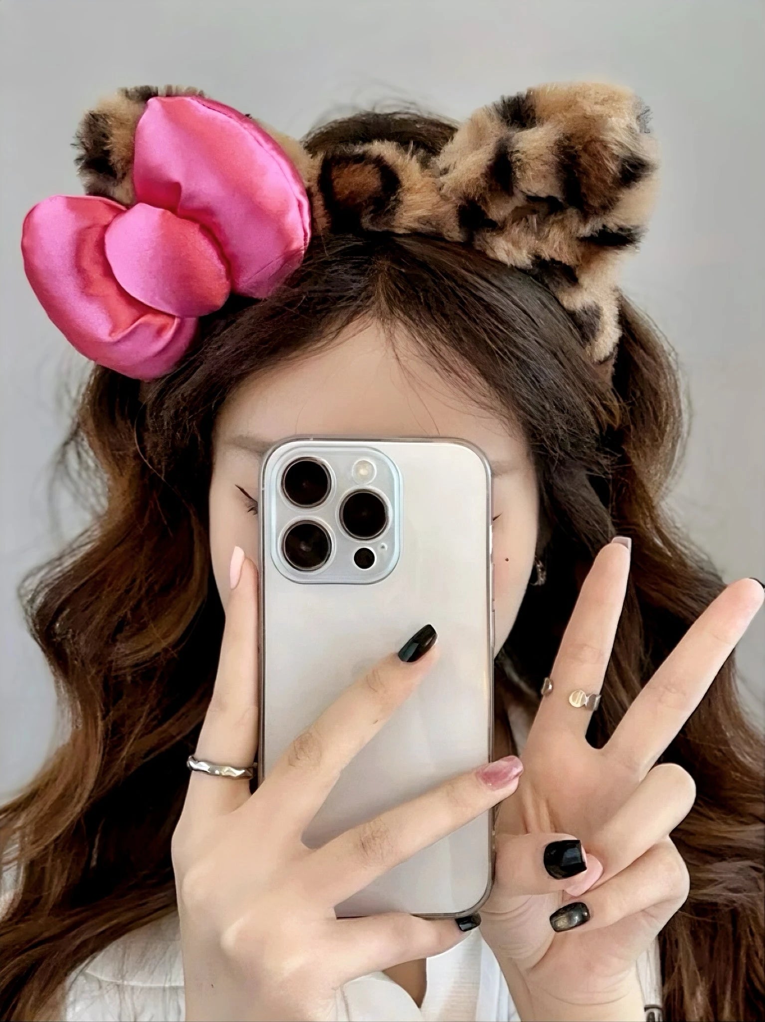 'Leopard Cat‘ Y2k Cheetah Ribbon Fluffy Plushies Headband AlielNosirrah