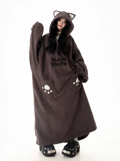 'Lill Ghost' Kawaii Fleeced Ghost Kitty Pjms Gown AlielNosirrah