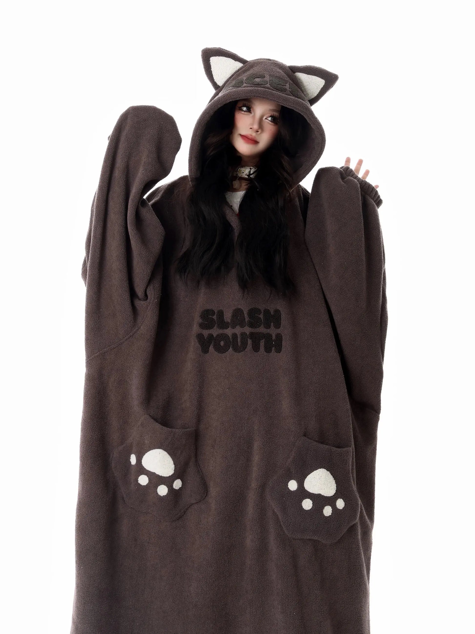 'Lill Ghost' Kawaii Fleeced Ghost Kitty Pjms Gown AlielNosirrah