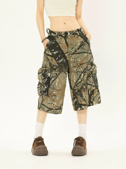 'Lost' Graffiti Forests Oversized Cargo Cropped Pants AlielNosirrah