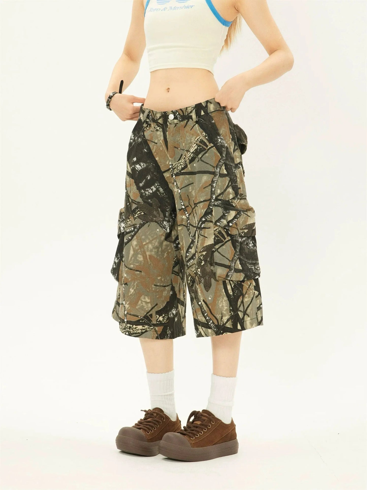 'Lost' Graffiti Forests Oversized Cargo Cropped Pants AlielNosirrah