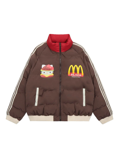 'Lovin it' Kawaii Streetwear  Strawberry Kitty Burger Puffer Jacket AlielNosirrah