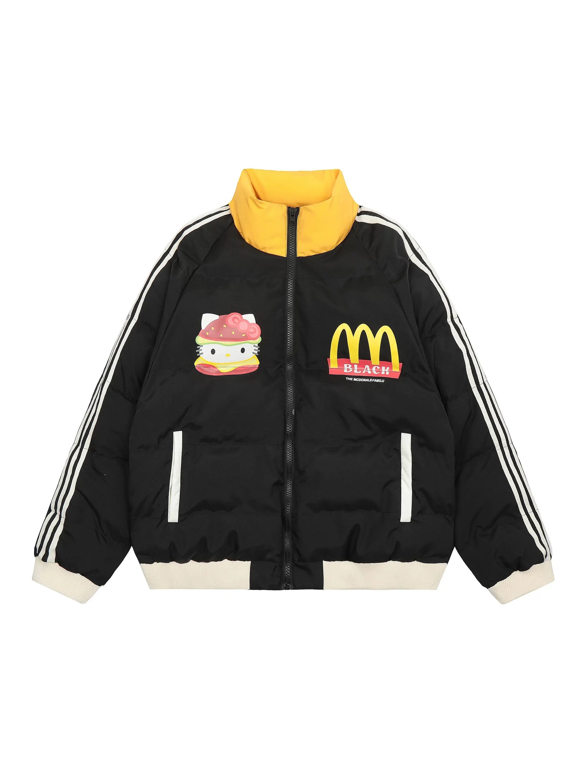 'Lovin it' Kawaii Streetwear  Strawberry Kitty Burger Puffer Jacket AlielNosirrah