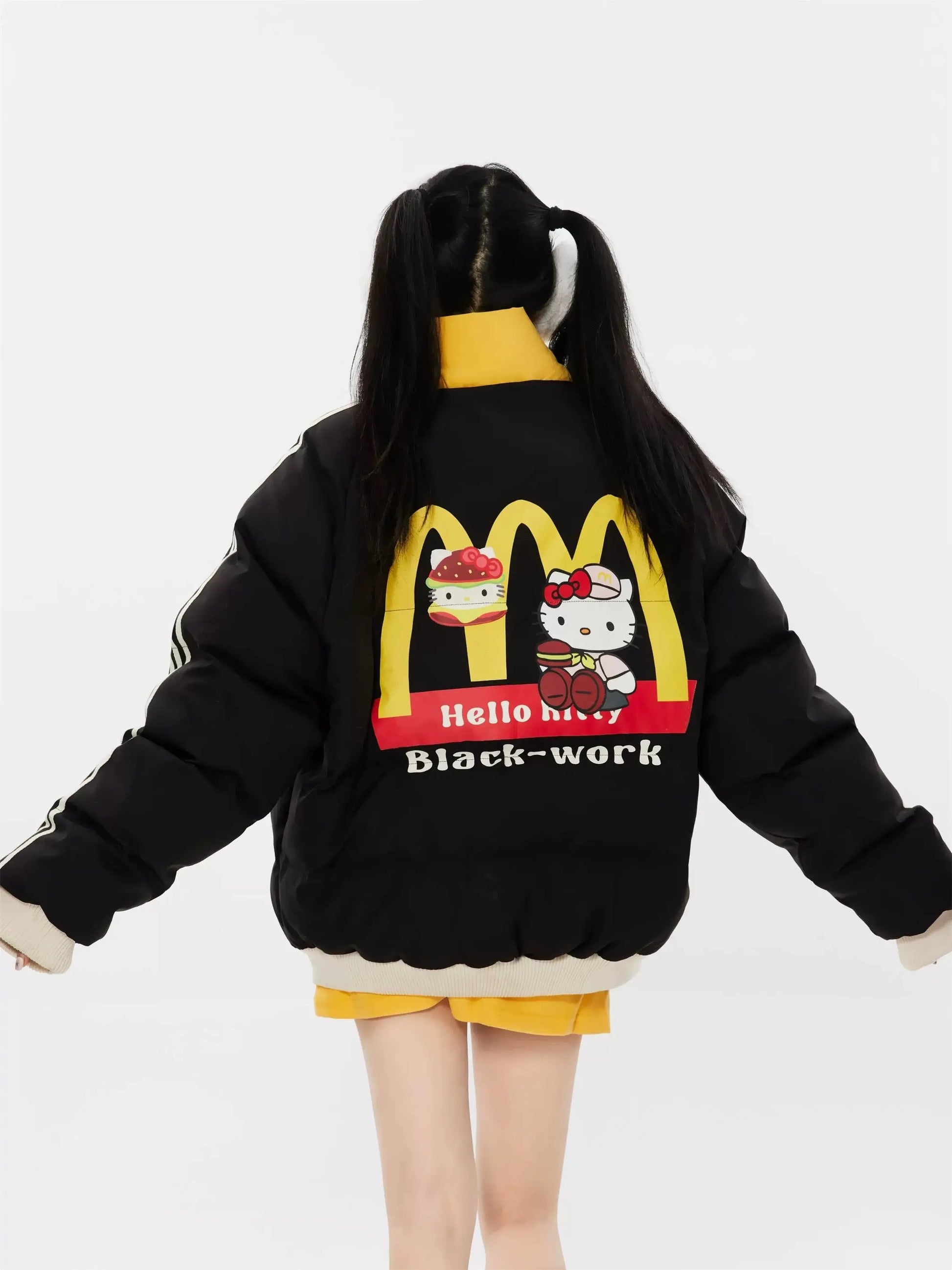 'Lovin it' Kawaii Streetwear  Strawberry Kitty Burger Puffer Jacket AlielNosirrah