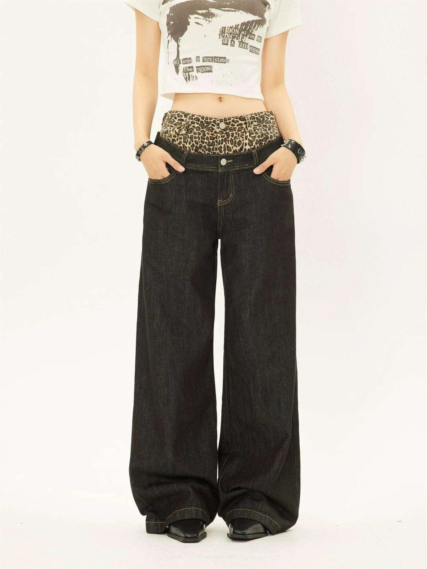 'Lowkey' Shibuya Cheetah Waistband Denim Jeans AlielNosirrah