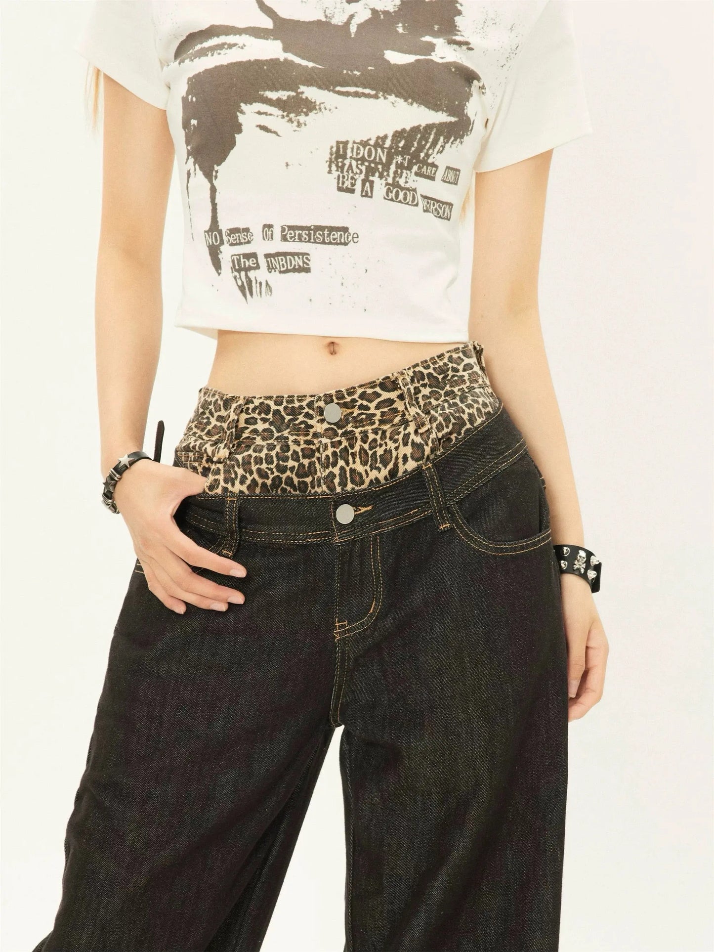 'Lowkey' Shibuya Cheetah Waistband Denim Jeans AlielNosirrah