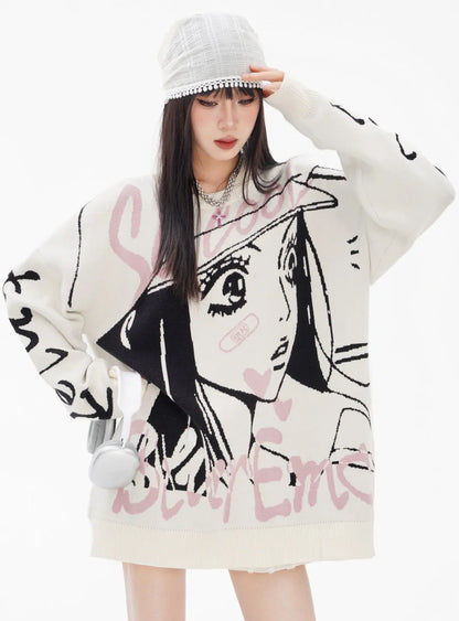 'Manga Girl‘ Anime Girls Streetstyle Oversized Sweater AlielNosirrah