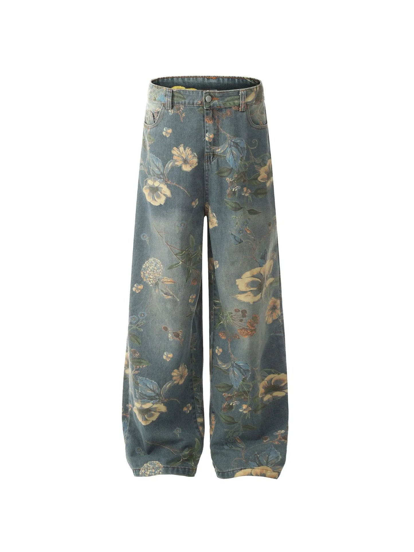 'Marigold' Graffiti Embroidery Oversized High Waisted Denim Pants AlielNosirrah