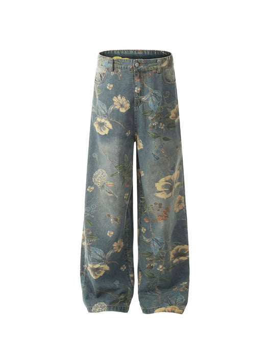 'Marigold' Graffiti Embroidery Oversized High Waisted Denim Pants AlielNosirrah