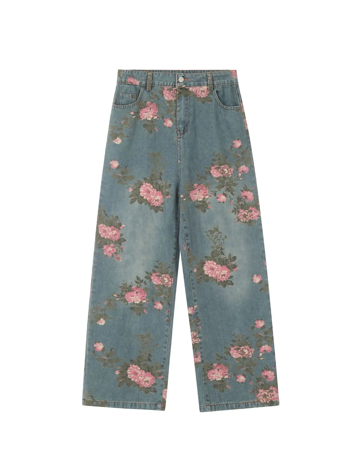 'Marigold' Graffiti Embroidery Oversized High Waisted Denim Pants AlielNosirrah