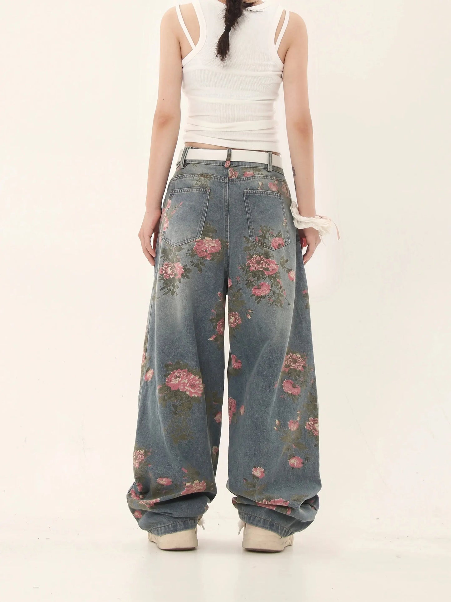 'Marigold' Graffiti Embroidery Oversized High Waisted Denim Pants AlielNosirrah