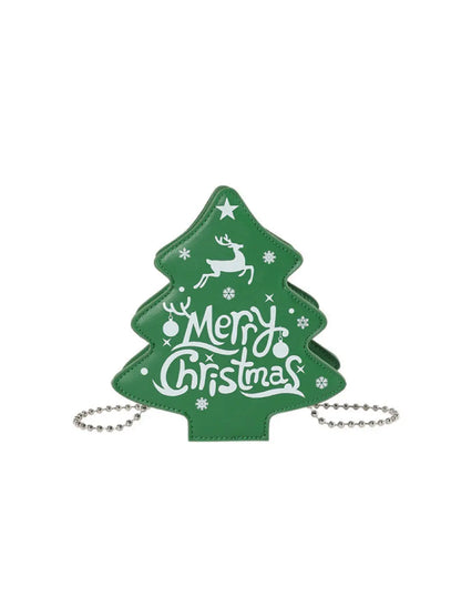 'Merry Christmas' Holiday Christmas Tree Shape Mini Crossbody Bag AlielNosirrah